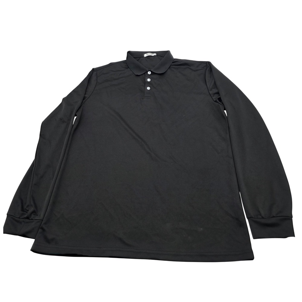 Pinspark Polo Shirt Mens L Black Long Sleeve Performance Active Top Athleisure